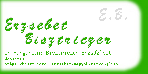 erzsebet bisztriczer business card